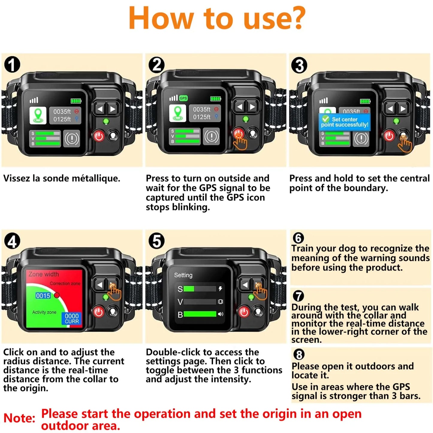 Système de Clôture Électrique GPS Sans Fil pour Chien – Technologie Satellite GPS, Clôture Électronique pour Animaux, Portée Réglable de 15 à 200 mètres