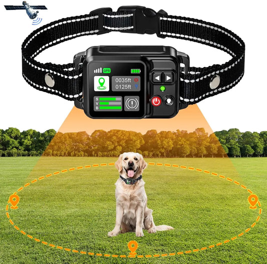 Système de Clôture Électrique GPS Sans Fil pour Chien – Technologie Satellite GPS, Clôture Électronique pour Animaux, Portée Réglable de 15 à 200 mètres