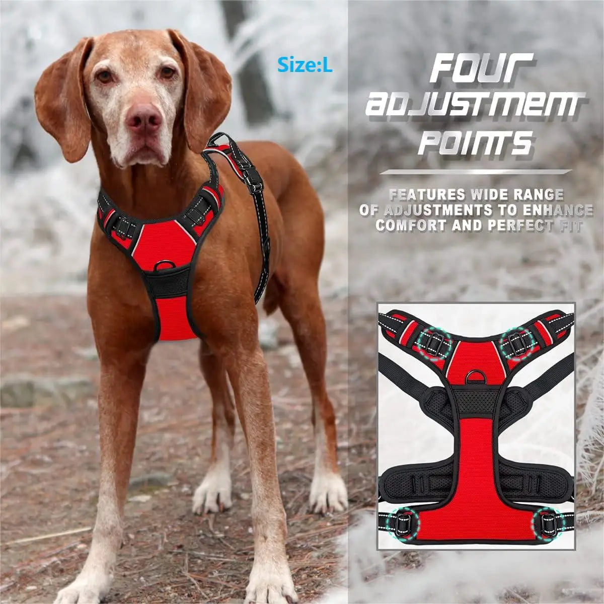 Harnais Anti-Traction pour Chien – Robuste, Réfléchissant et Confortable – Contrôle Facile (Pour Petits, Moyens et Grands Chiens)